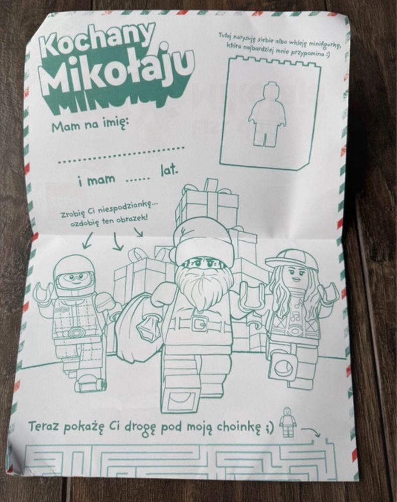 2 listy do mikołaja lego naklejki kolorowanki labirynt