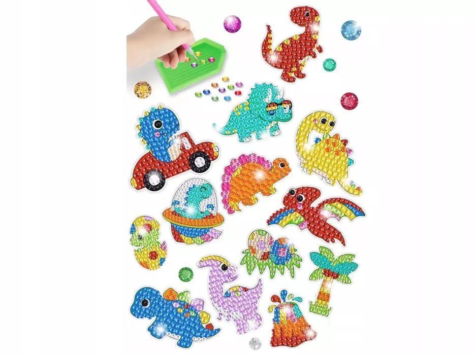 Naklejki Haft Diamentowy Dinozaury