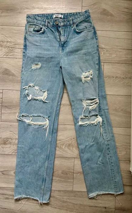 Pull & Bear szerokie spodnie z rozcięciami r. M