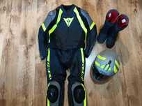 Kombinezon motocyklowy skórzany DAINESE + kask AIROH + buty TCX IDEAŁ