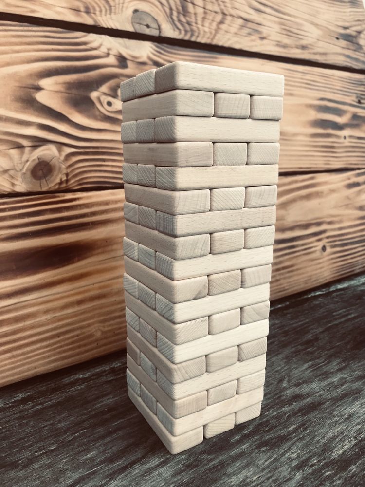 Jenga 54 дерев'яних блоків, 78х78х240мм (Дженга, Джанга, Вежа)