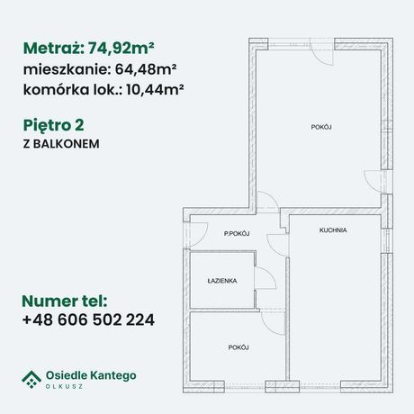 Nowe mieszkanie 64m2 + komórka + balkon, bez prowizji