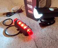 Oświetlenie rowerowe, lampki rowerowe przód i tył, led, ładowanie USB