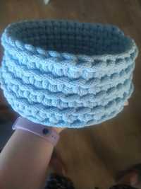 Koszyczek ze sznurka bawełnianego chrzciny, organizer / baby blue