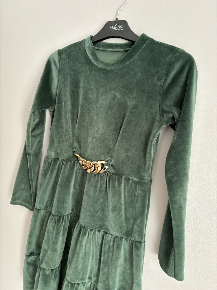 Welurowa sukienka Zielona Butelka