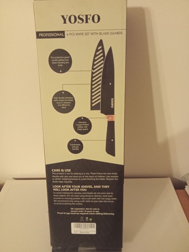 YOSFO 6-częściowy zestaw noży kuchennych nóż szefa santoku nowe