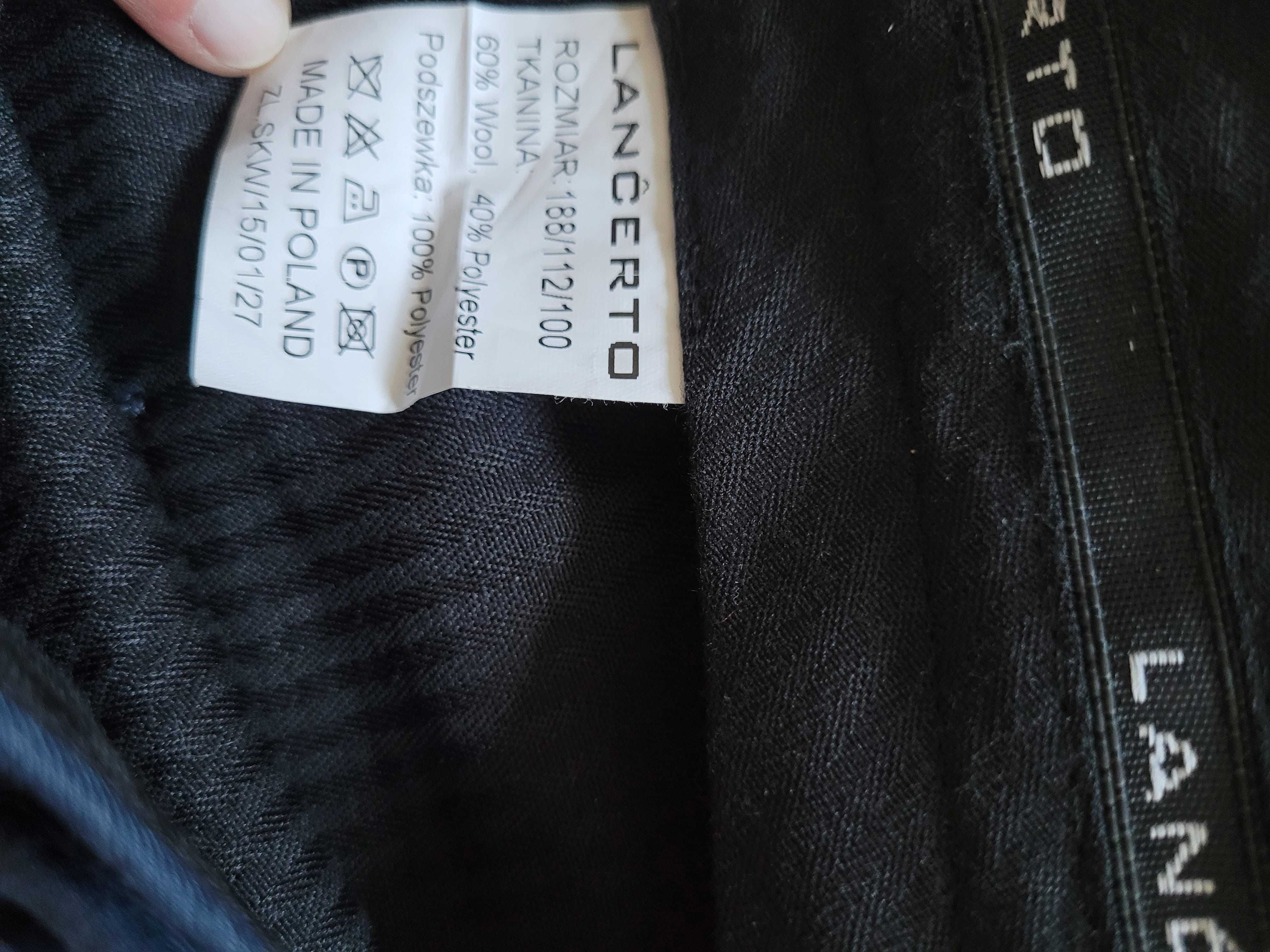 Garnitur Lancerto Smart Slim Fit granatowy gładki wełna / poliester