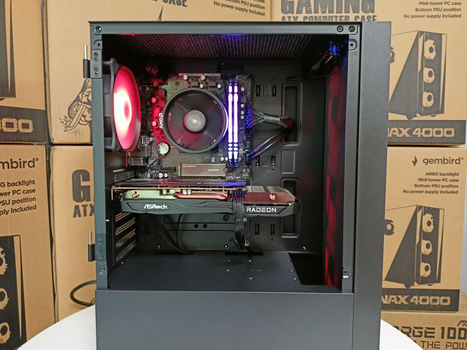 Nowy Komputer Gamingowy Ryzen 5 5600 RAM 16GB 512GB SSD M.2 RX 580 W11