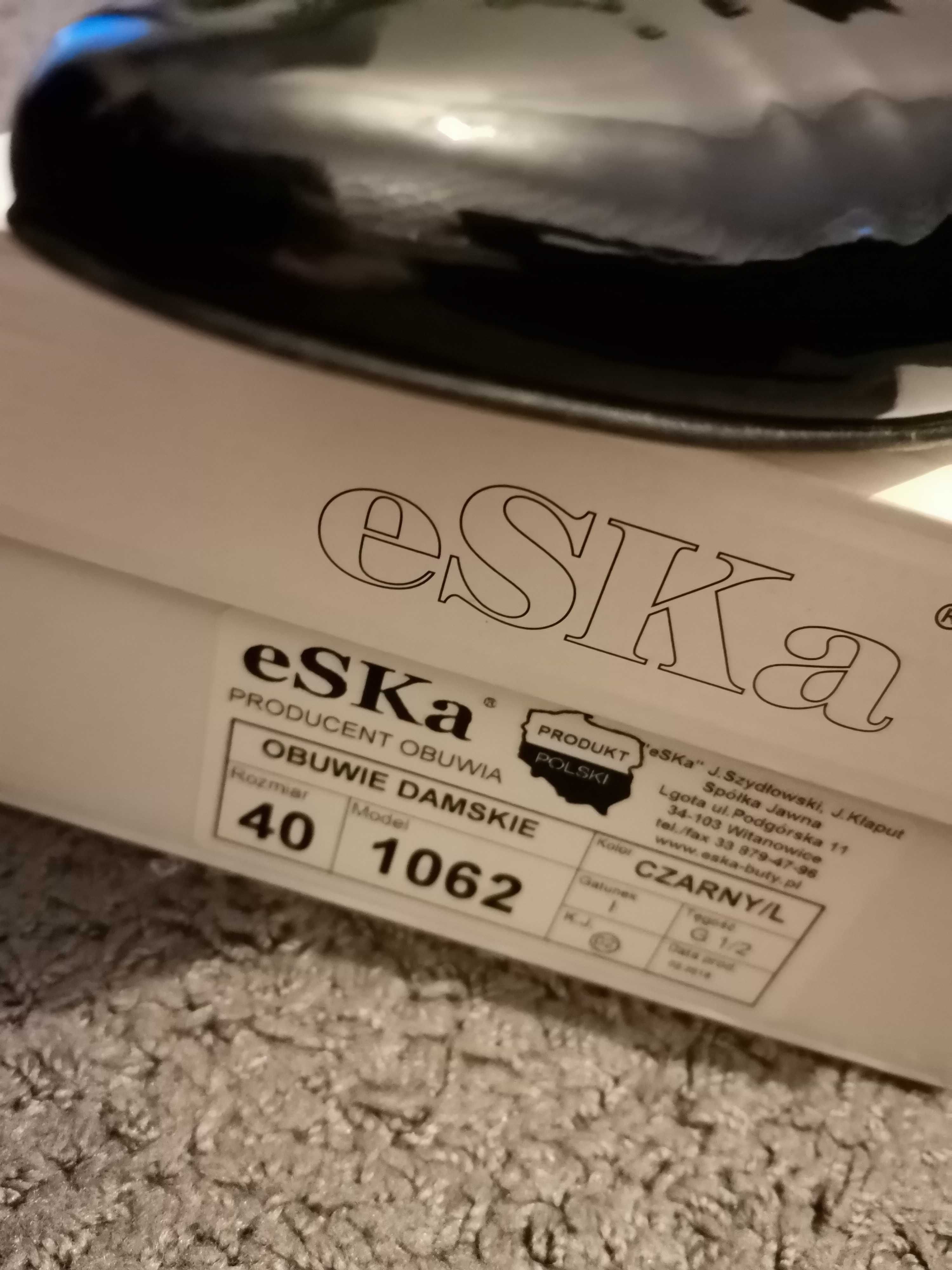 Buty Eska skórzane Czarne 40 lakier