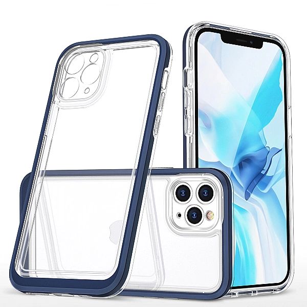 Clear 3in1 etui do iPhone 11 Pro Max żelowy pokrowiec z ramką niebiesk