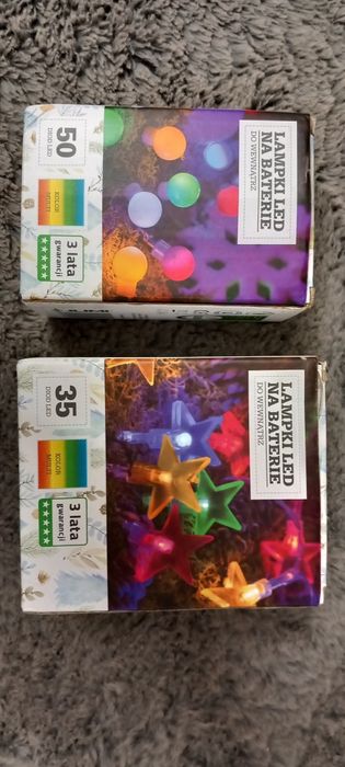 Lampki led na baterie kolorowe gwiazdki i kulki