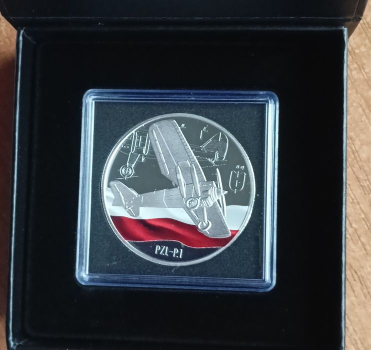 Srebrna moneta samolot PZL