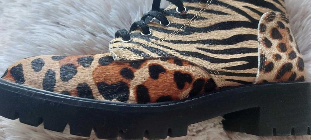 Steve Madden Grid trapery z Naturalnego Futra SKÓRA Animal Print