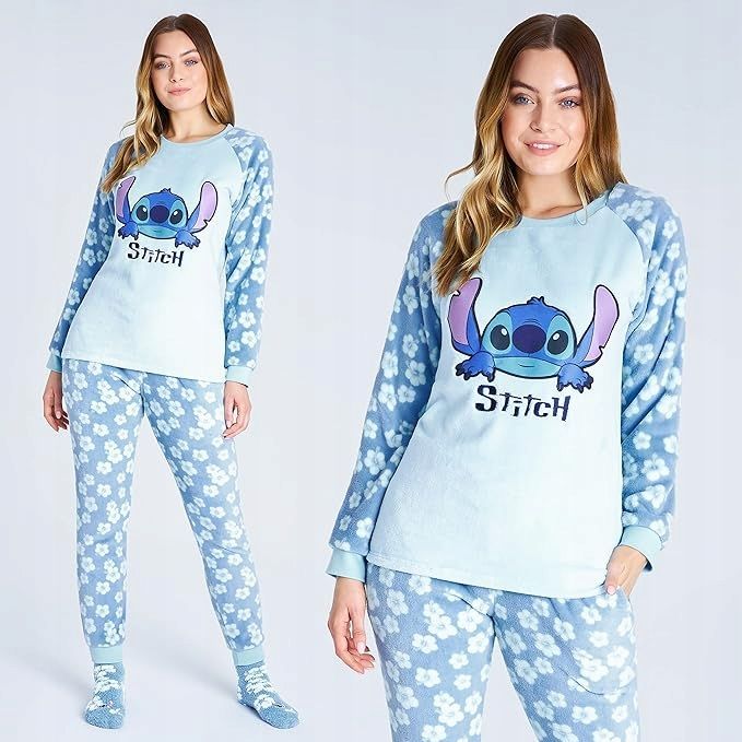 Niebieska piżama damska Disney Stitch bluza spodnie skarpety rozmiar S