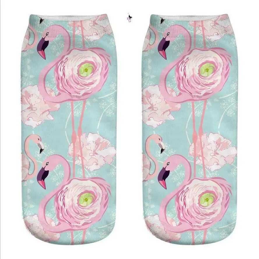 Нежные милые красочные голубые носочки носки с розовыми фламинго