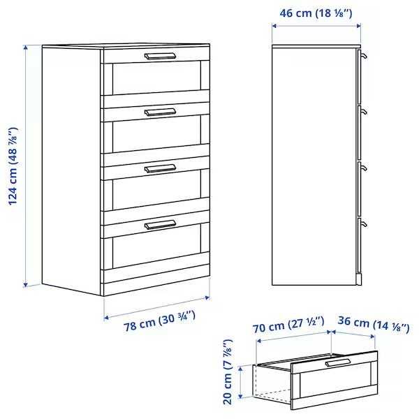 BRIMNES Komoda, Ikea 4 szuflady, biały/szkło  78x124  Nowa w kartonach