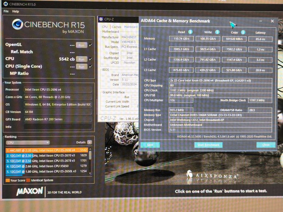 Machinist X99 MD8-3 Dual + (2шт) Xeon E5-2696v4 + 128gb ddr3 ecc reg