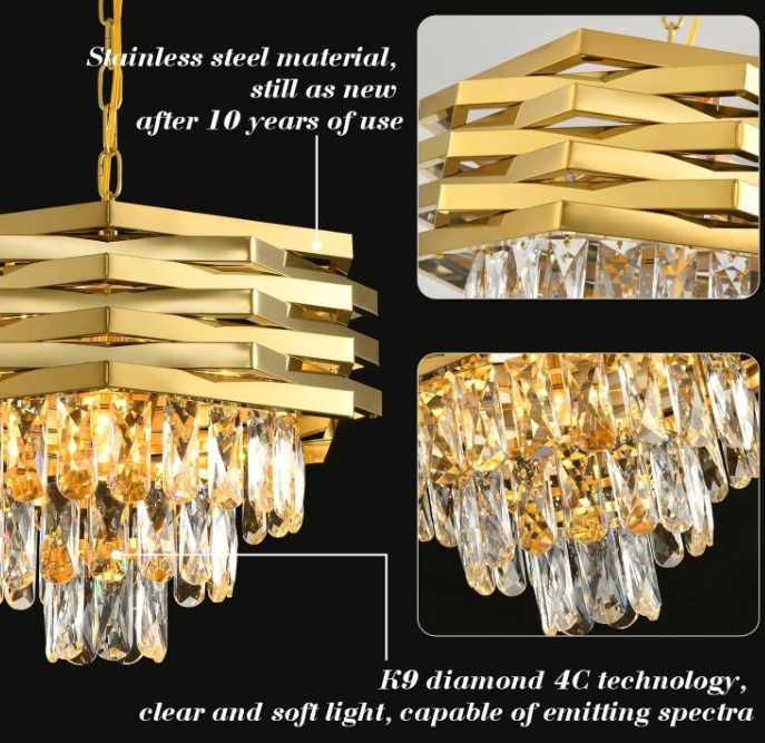 Lampa wisząca w kolorze złotym z kryształowym wykończeniem NR.657