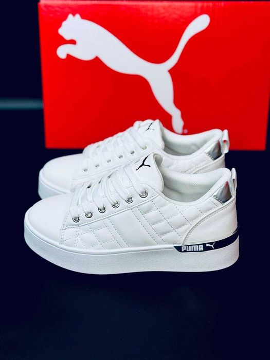 Женские осенние кроссовки пума белые натуральная кожа кросовки puma