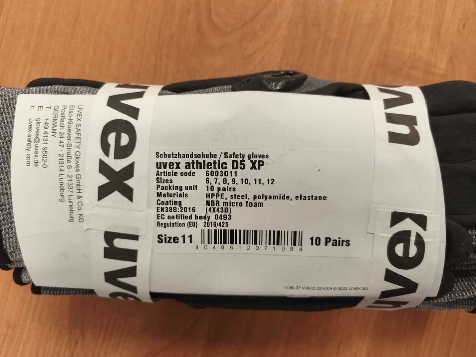 Nowe Rękawice ochronne  Uvex athletic D5 XP rozmiar 10, paczka 10par