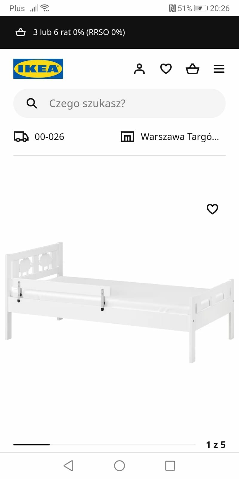 Białe łóżko z  materacem  IKEA