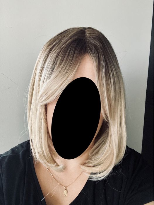 Blond bob z grzywką peruka z wlosow syntetycznych