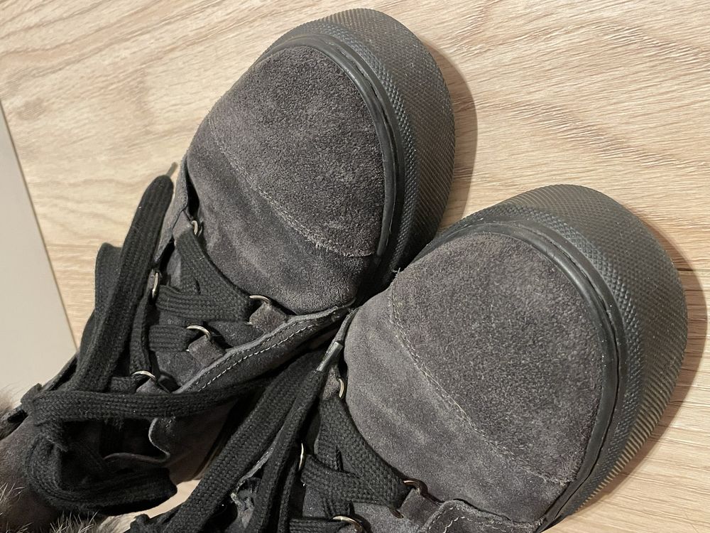 Buty zimowe skórzane szare Włochy