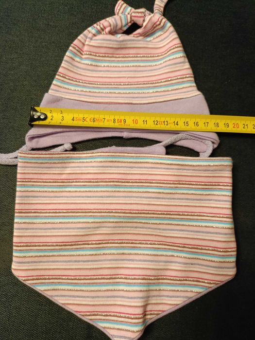 Czapka i chusta apaszka dla niemowlaka 62