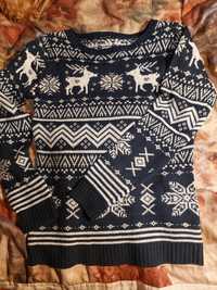 Granatowy sweterek świąteczny r M
