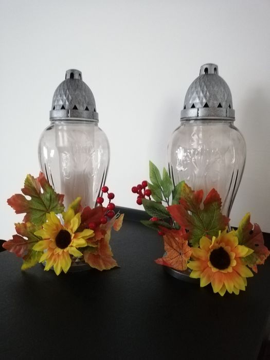 Znicze zdobione kwiatami 70h palenia