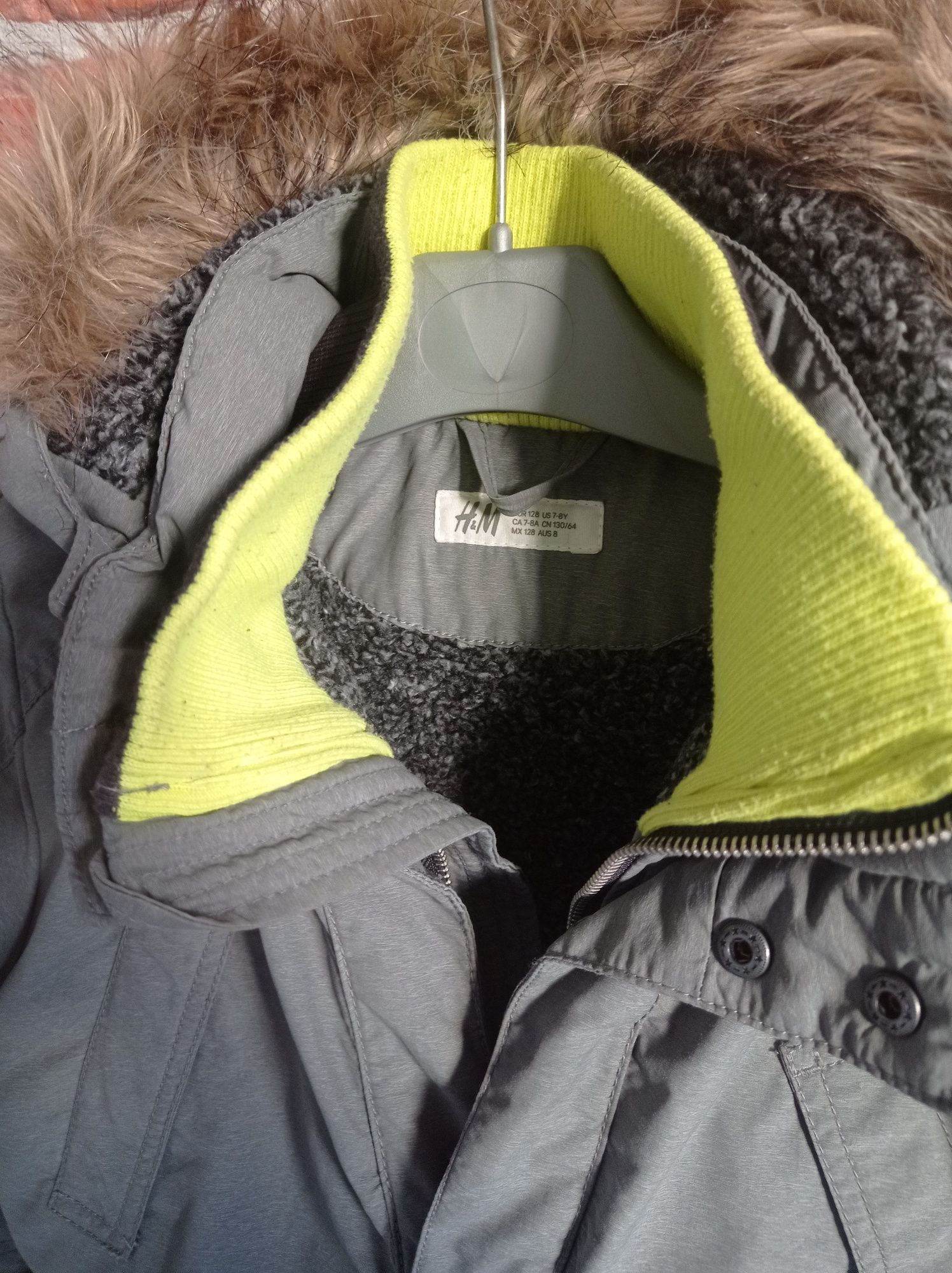 Kurtka zimowa ciepła parka HM khaki 128/134