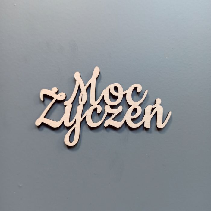 Napis Moc Życzeń ze sklejki 10 szt. Scrapki pik
