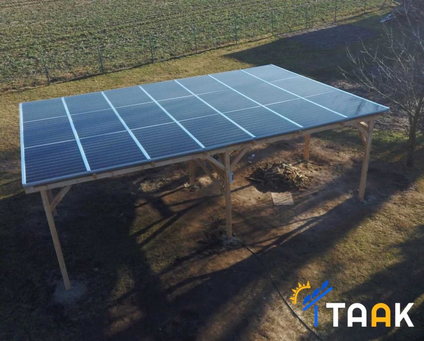 Drewniana Wiata Altana Fotowoltaiczna 9.9 kW z magazynem 5 kWh MONTAŻ