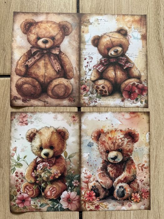 Akwarelowe Misie – Papiery do Scrapbookingu zestaw