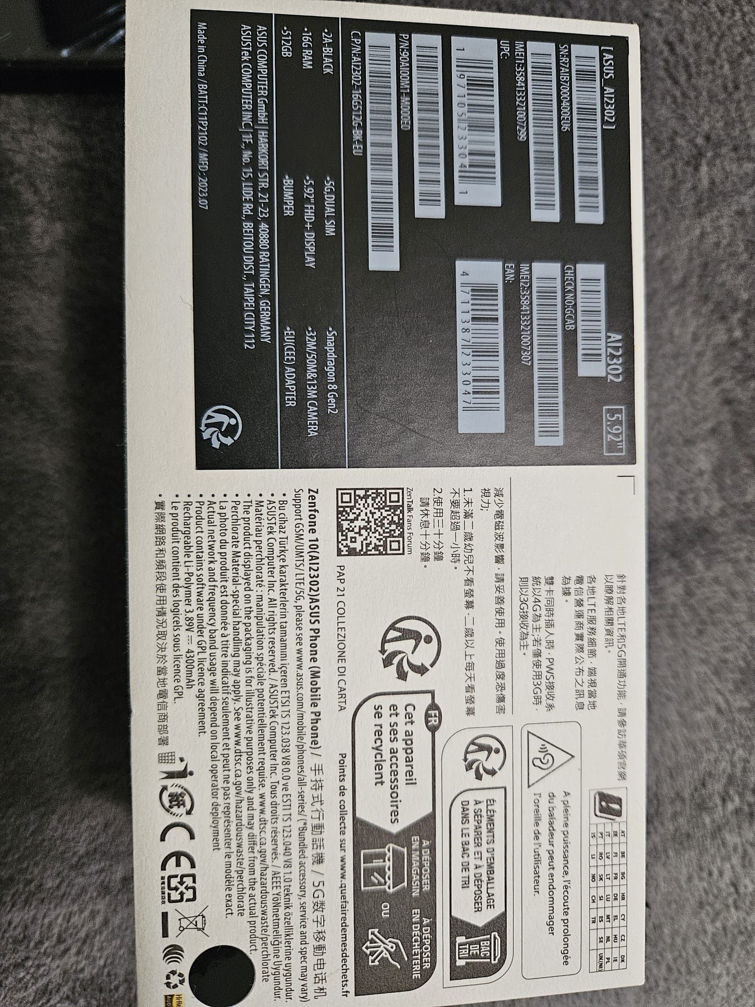 Asus Zenfone 10 512 GB 16 G Ram Double SIM