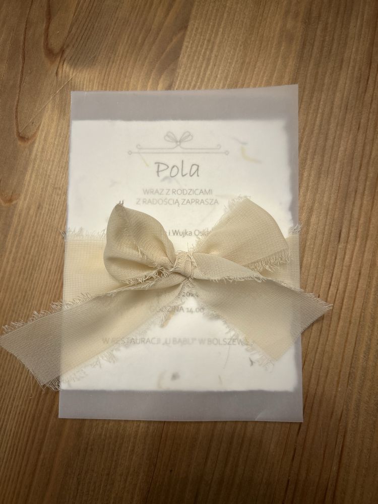 Zaproszenia kartki zawiadomienie ślub komunia chrzest boho rustykalne