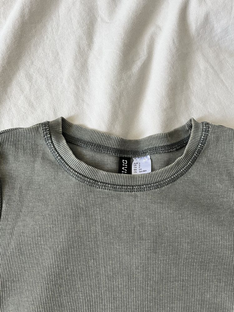 Bluzka z efektem sprania khaki S H&M