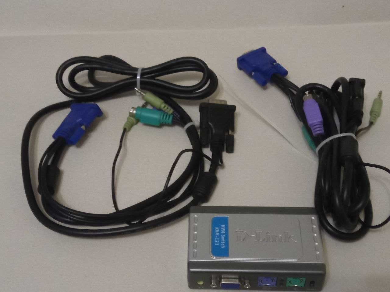 kvm switch квм свич d-link kvm-121 и два кабеля