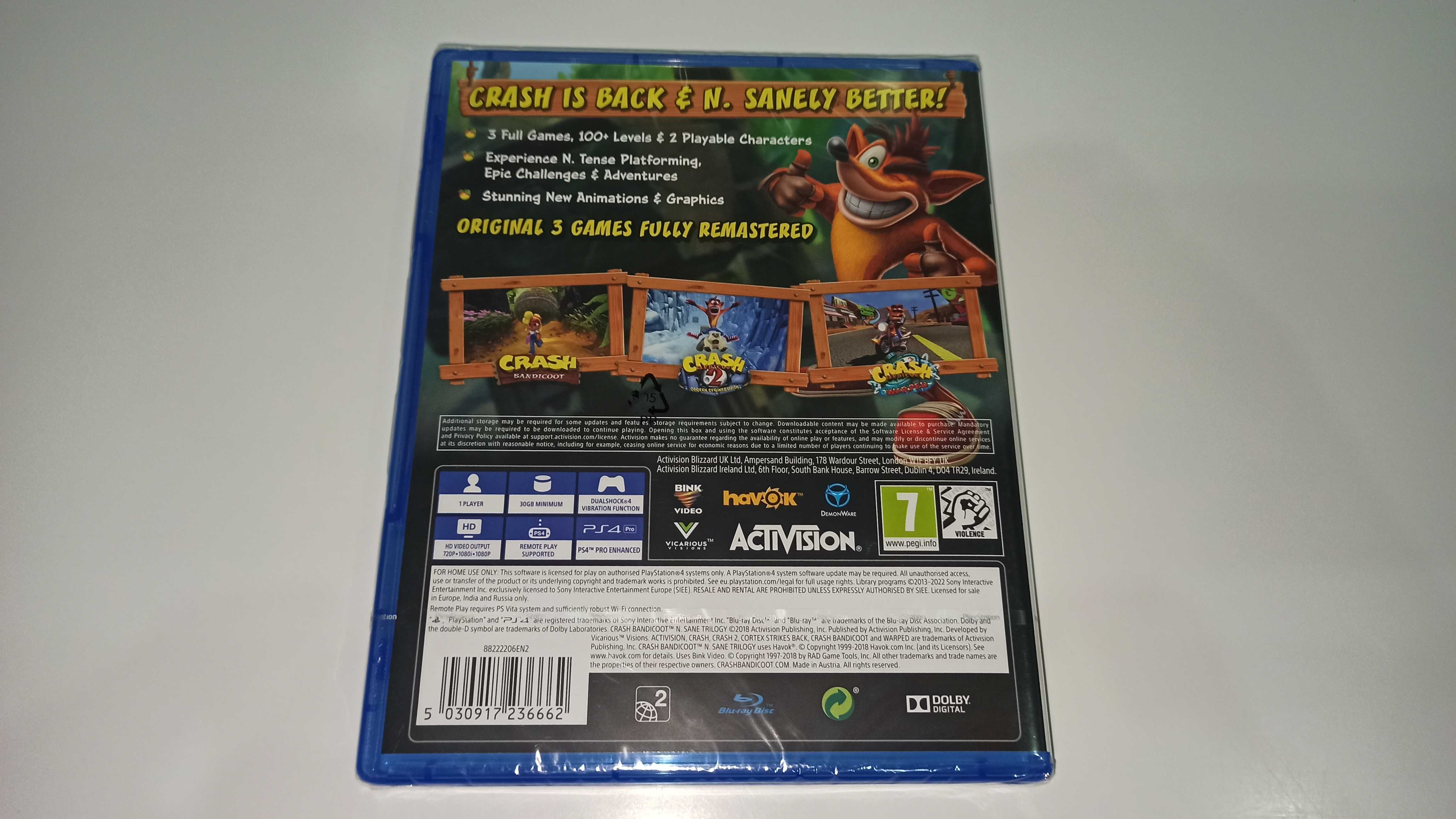 ps4 CRASH BANDICOOT NSALE TRILOGY 3 części 1,2,3 nowa! Folia!