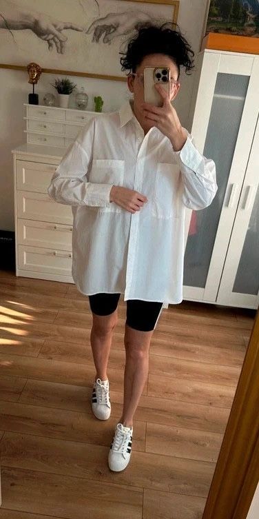 Biała bawełniana koszula oversize S Pull Bear bawełna damska