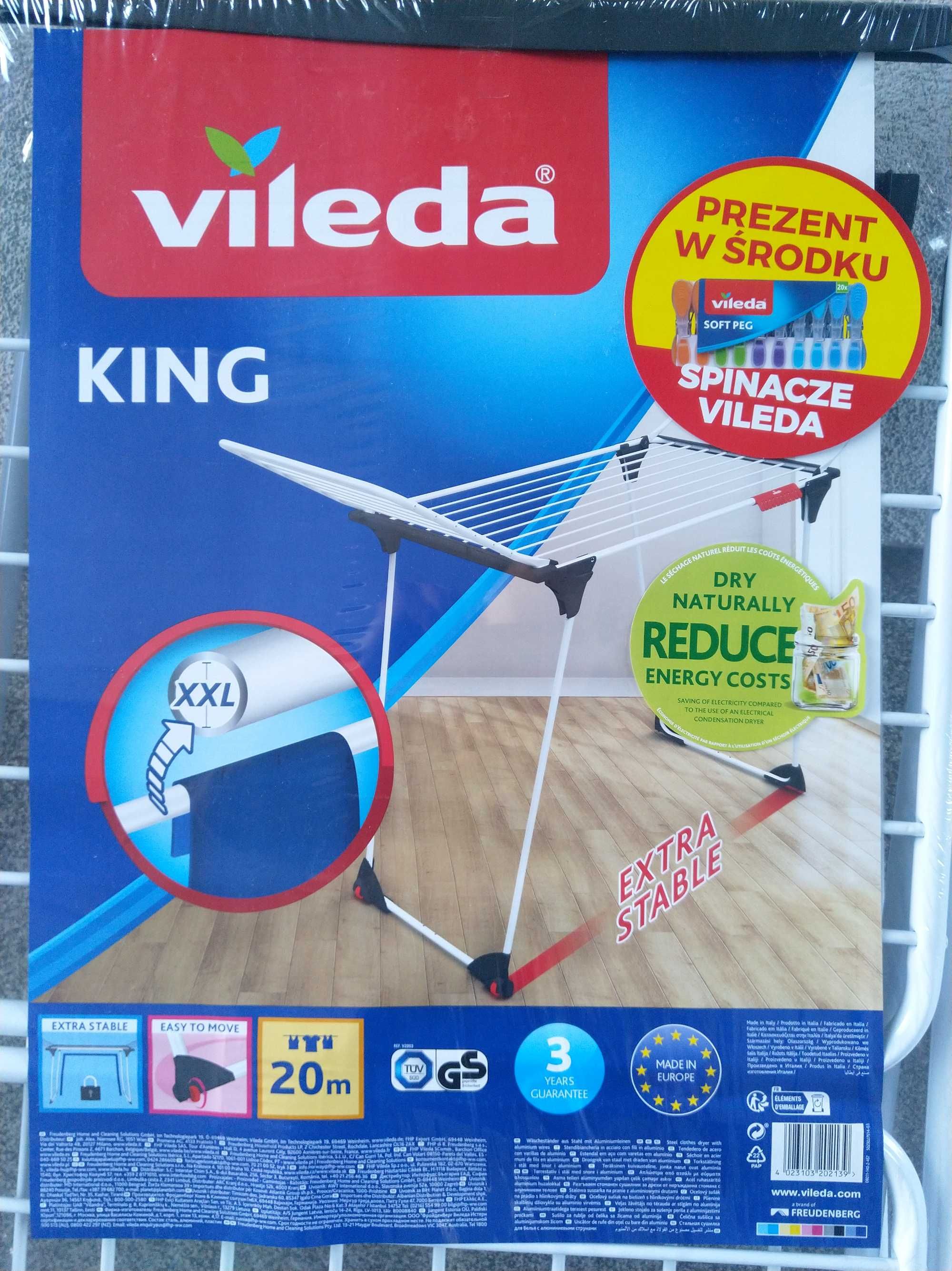 NAJTANIEJ Suszarka Na Bieliznę Pranie Ubrania KING Kółeczka + Klamerki