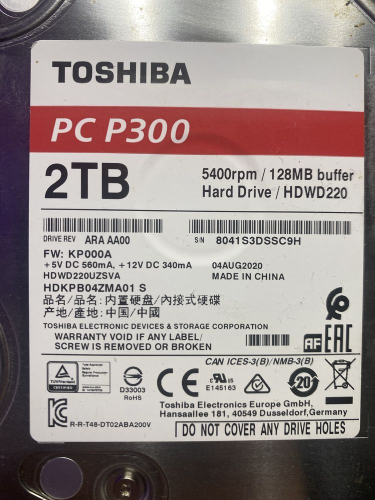 Новый жесткий диск 2 Tb Toshiba HDWD220UZSVA
