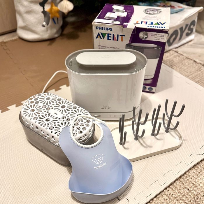 wyprawk sterylizator duży Philips Avent + osuszacz + śliniak Babybjorn