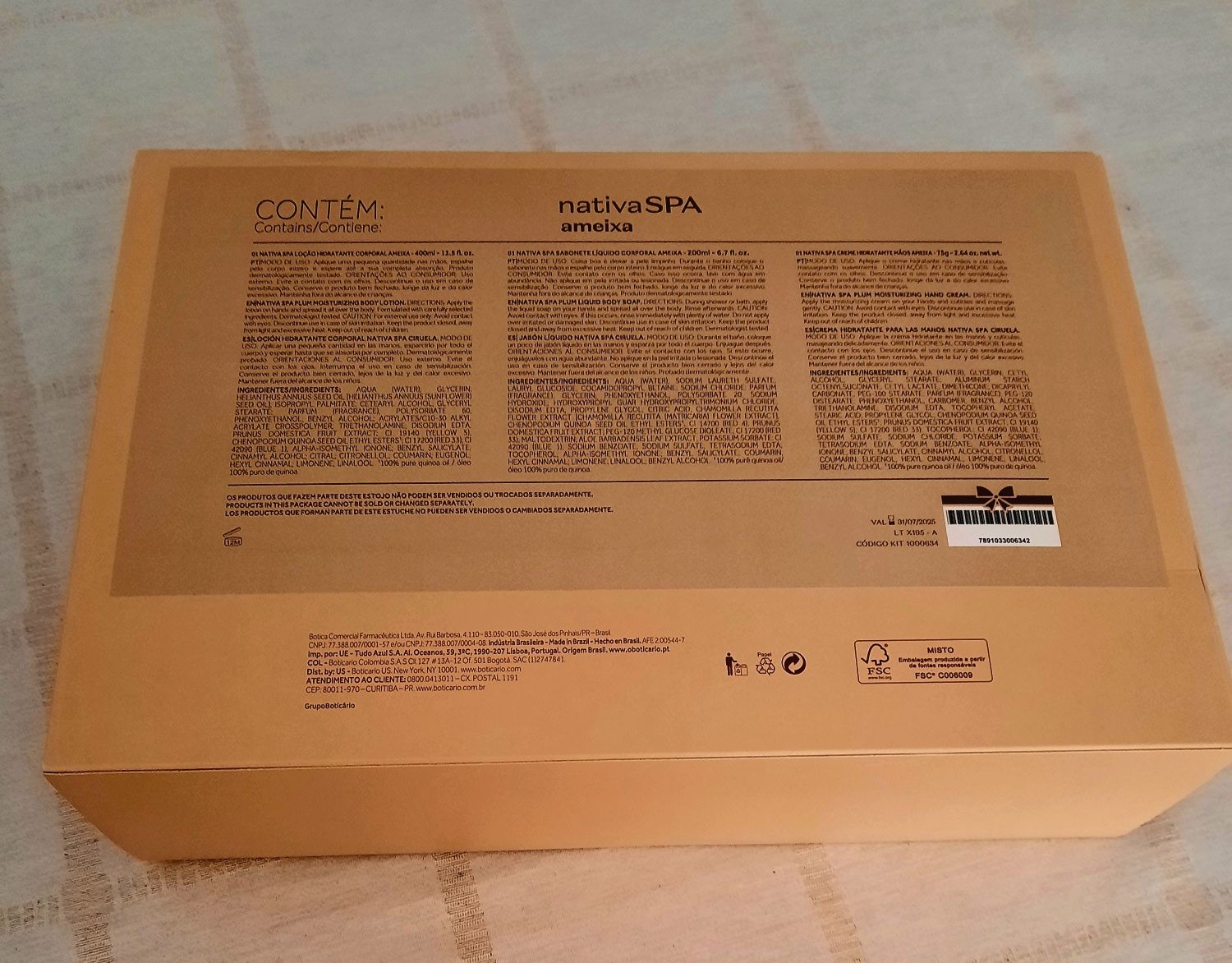 Kit Coffret Boticário, com 3 produtos