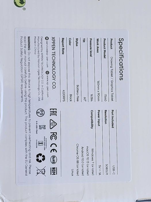 Графічний планшет XP-Pen Deco 640