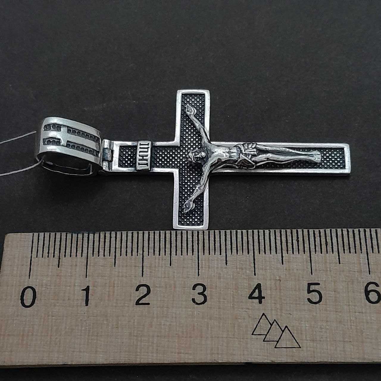 Серебряная цепочка и крестик 925 пробы цепь мужская