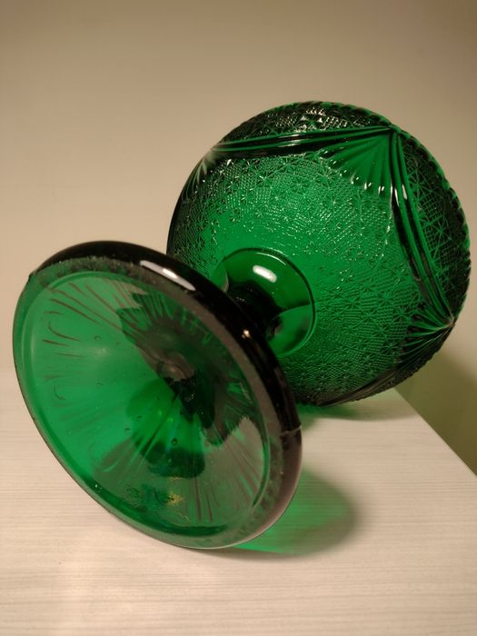 Owocarka Girlandy HSG Ząbkowice szkło kolor Szmaragdowy PRL