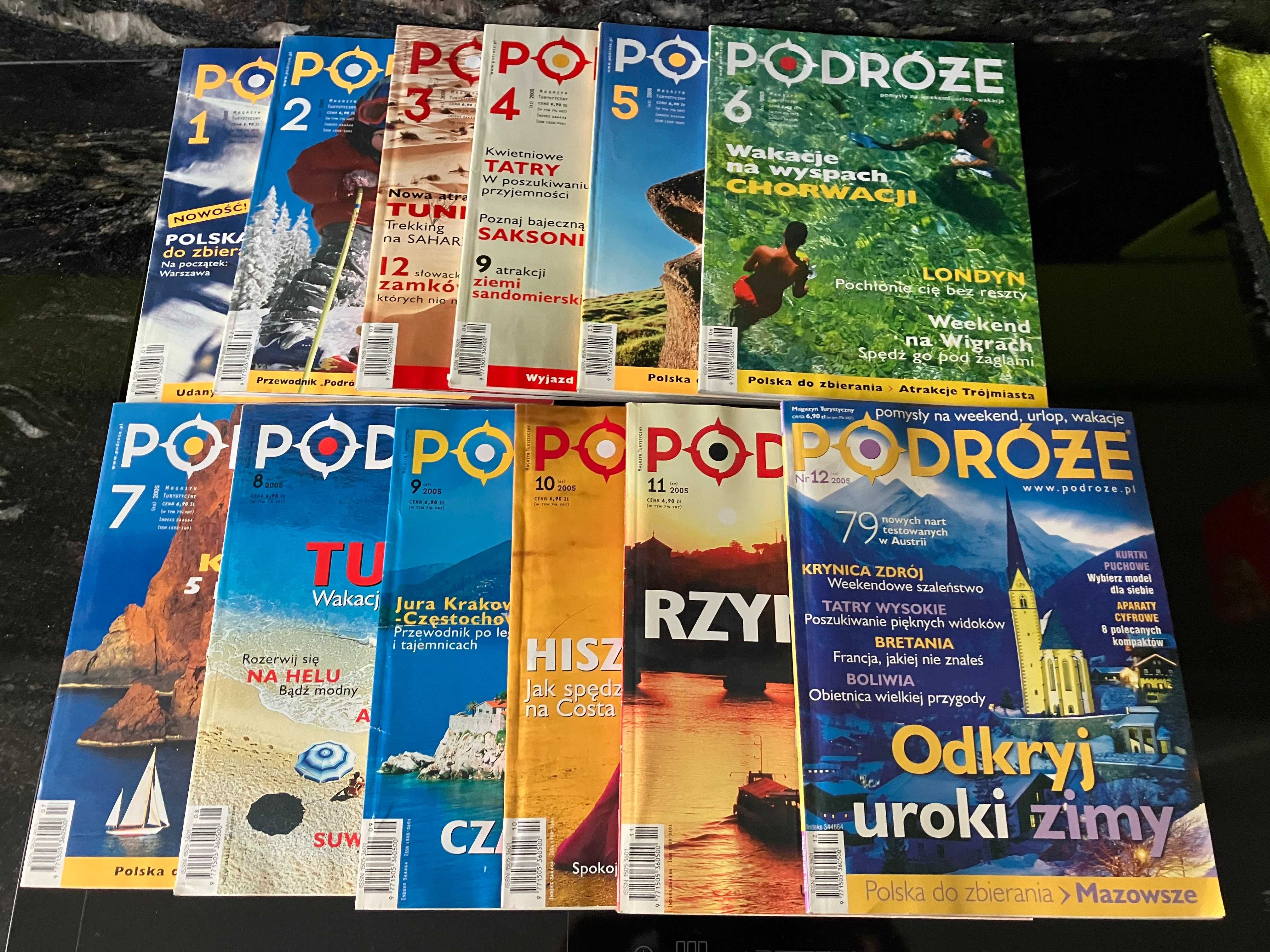 Magazyn turystyczny PODRÓŻE - cały, kompletny rocznik 2005 rok