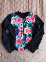 Bluza bomberka czarna w kwiaty M L wiosna