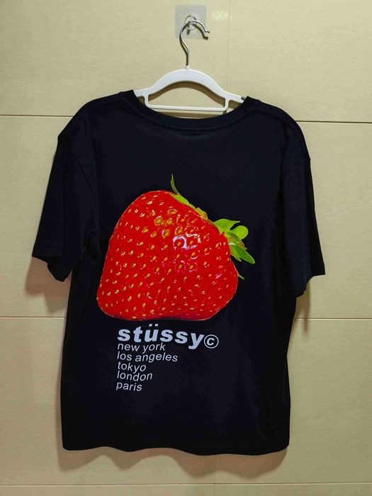 Stussy,Męska czarna koszulka z nadrukiem letnim, rozmiar M